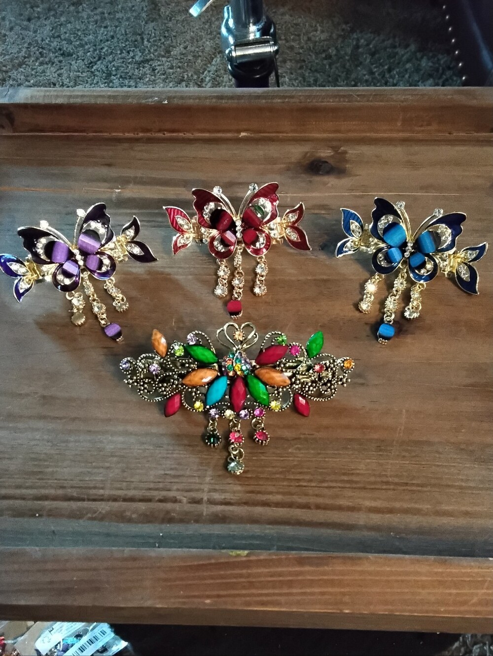 Elegant Multicolor Butterfly Brooches and Hairpin Set - Women Jewelry